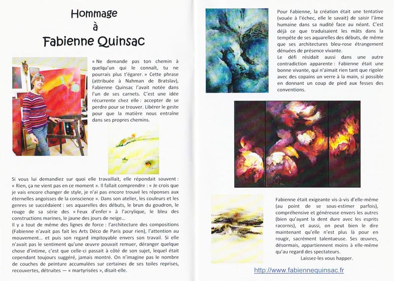 Hommage à Fabienne Quinsac - exposition 2014