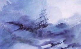 Marine bleue - auqarelle tempête