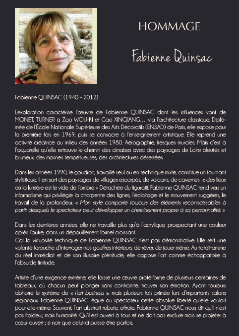 Fabienne Quinsac - biographie - Salon de Grimaud - septembre 2018